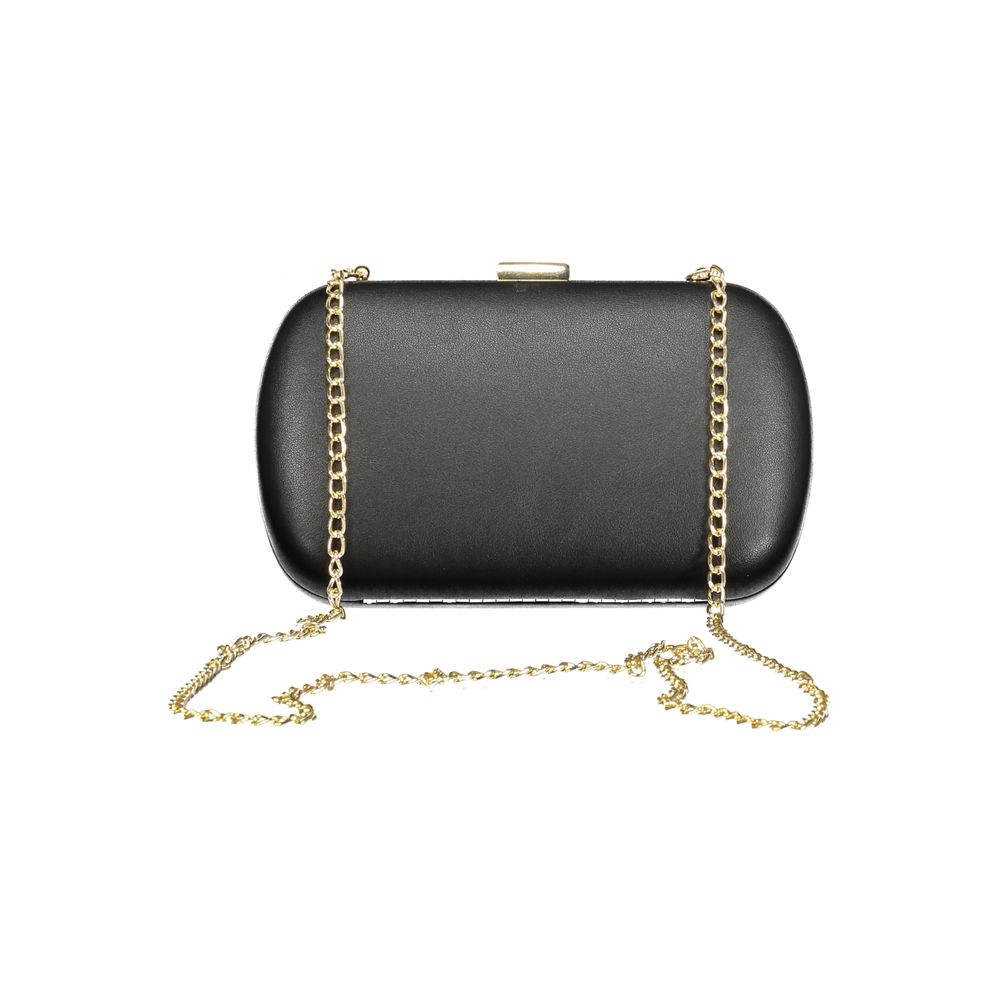 Mario Valentino black polyurethane women's bag with sleek design and top handle, stylish accessory for everyday use.