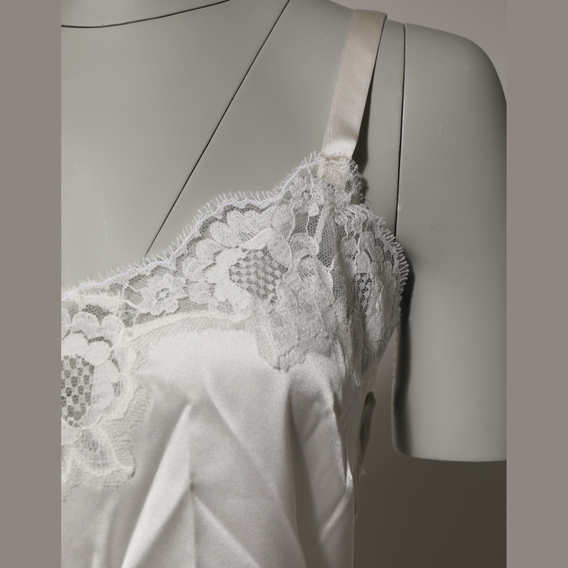 Dolce & Gabbana Off White Floral Lace Tank Lingerie Top Underwear