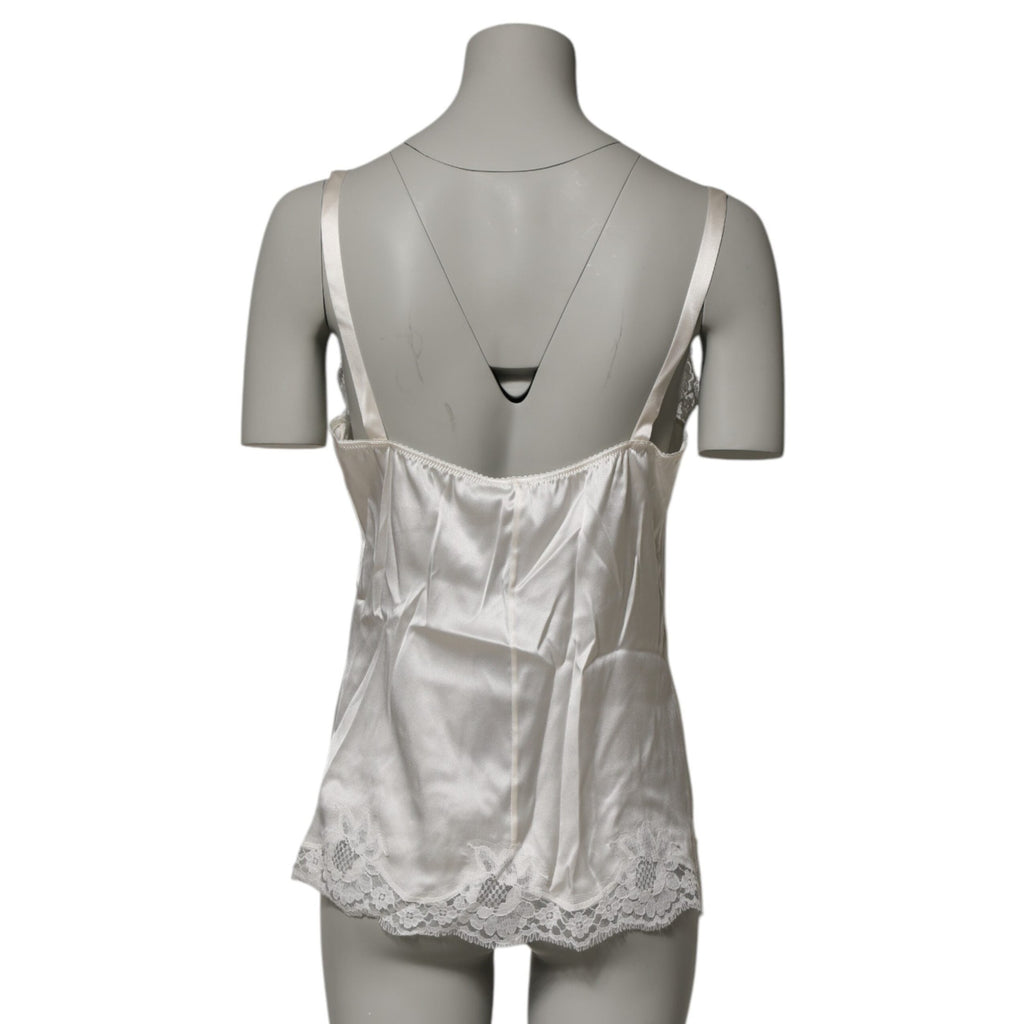 Dolce & Gabbana Off White Floral Lace Tank Lingerie Top Underwear