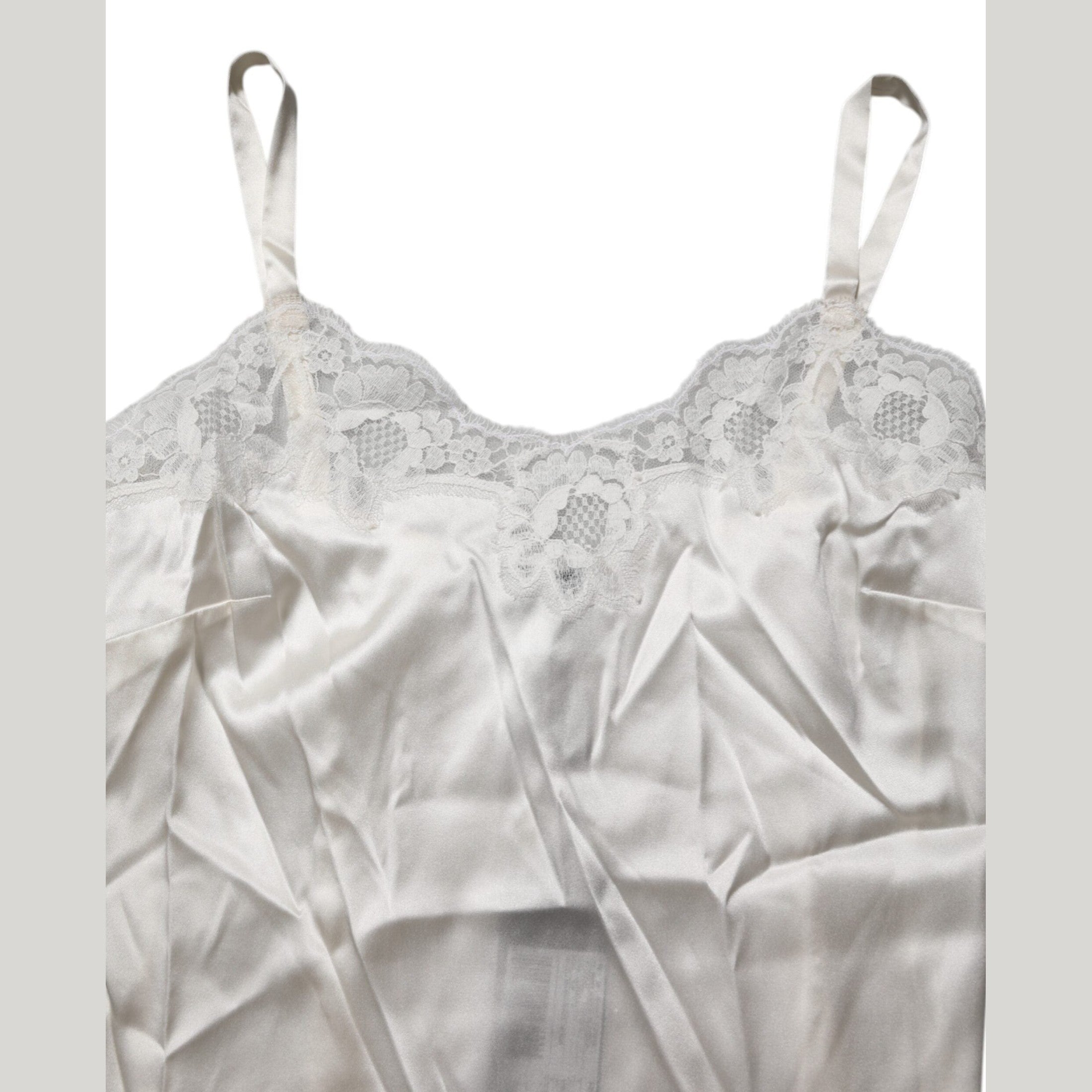 Dolce & Gabbana Off White Floral Lace Tank Lingerie Top Underwear