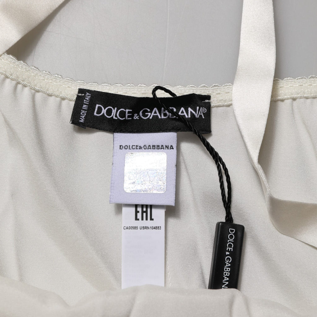 Dolce & Gabbana Off White Floral Lace Tank Lingerie Top Underwear
