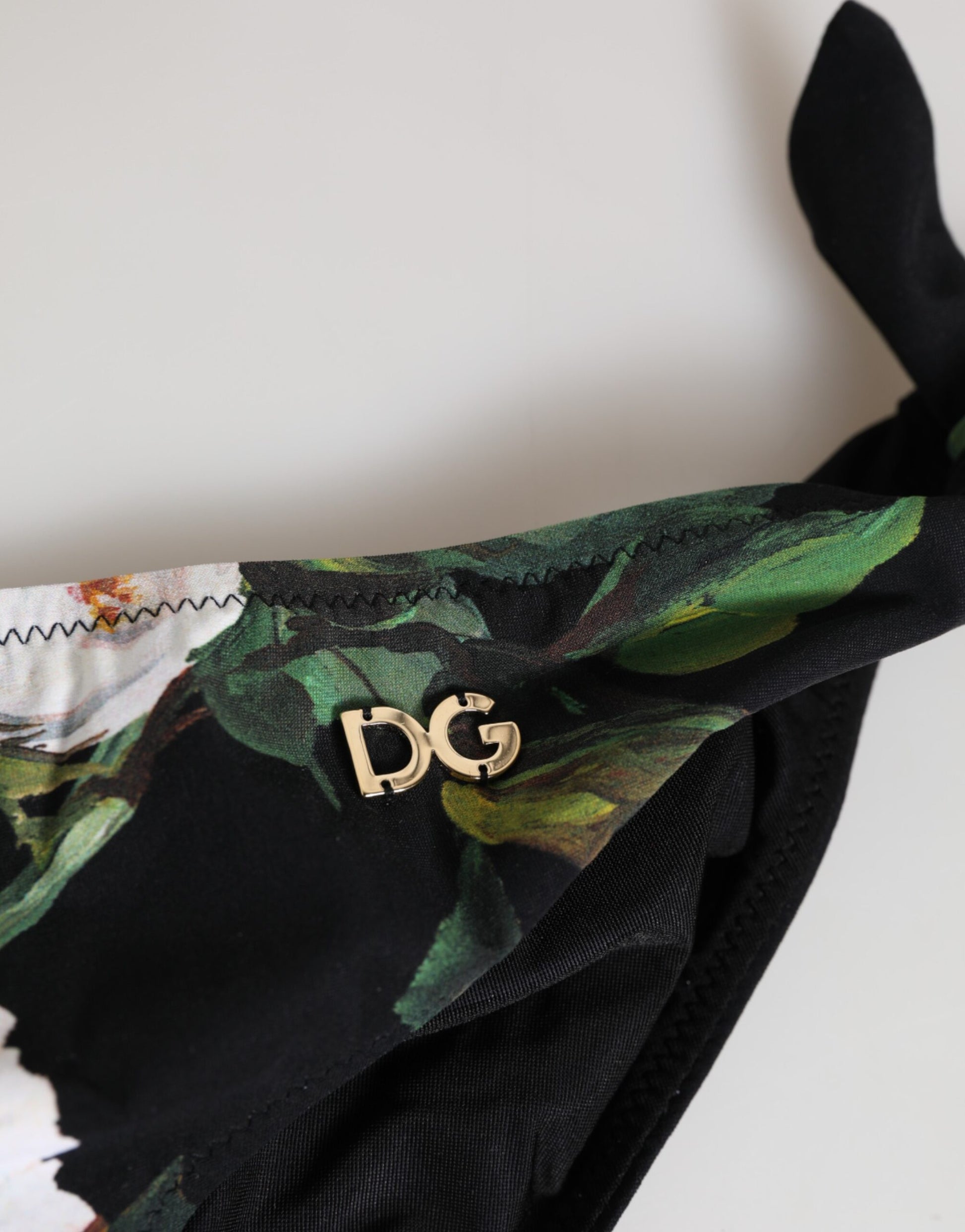 Dolce & Gabbana Black Side Tie Floral Bikini Bottom Swimwear Dolce & Gabbana