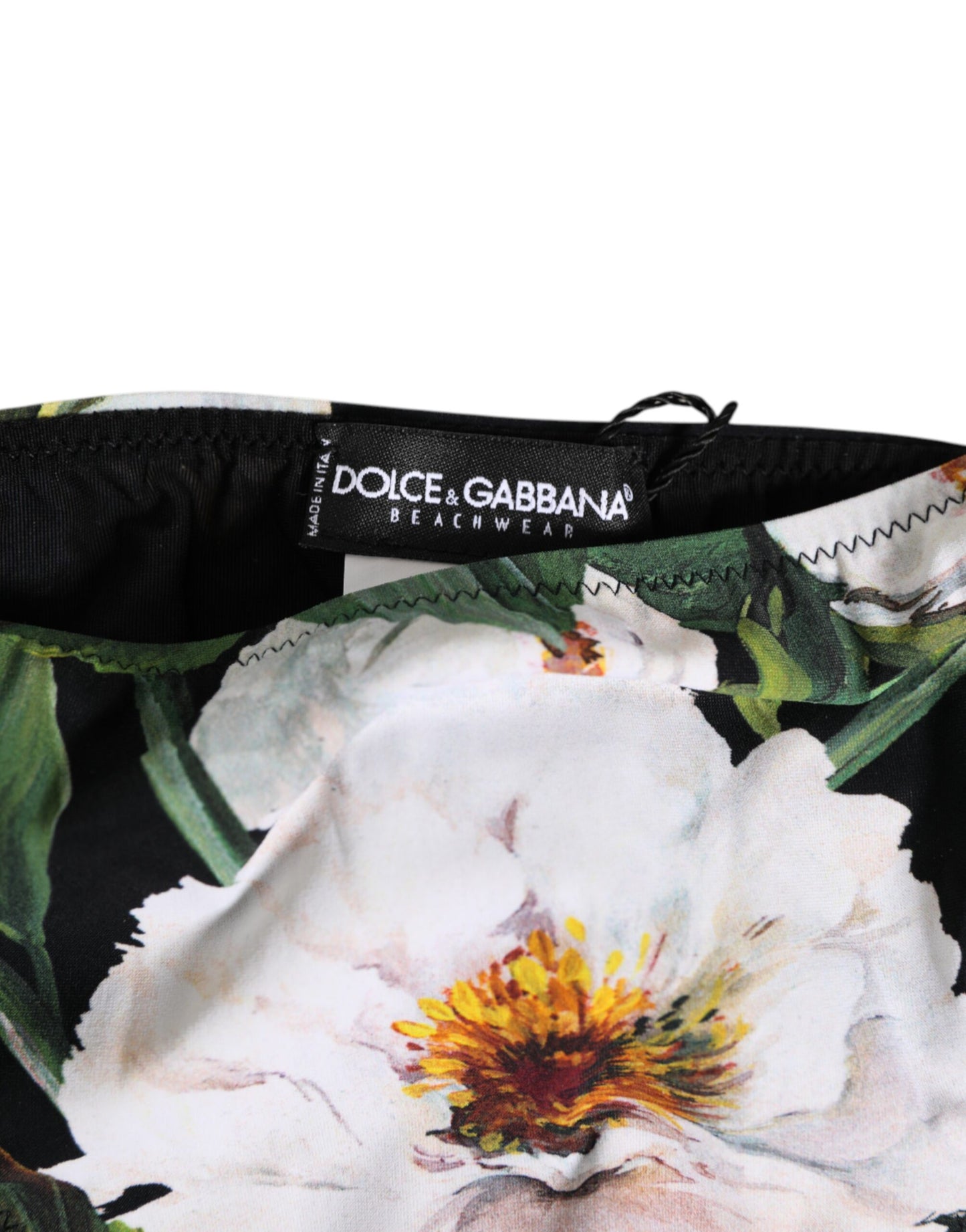 Dolce & Gabbana Black Side Tie Floral Bikini Bottom Swimwear Dolce & Gabbana