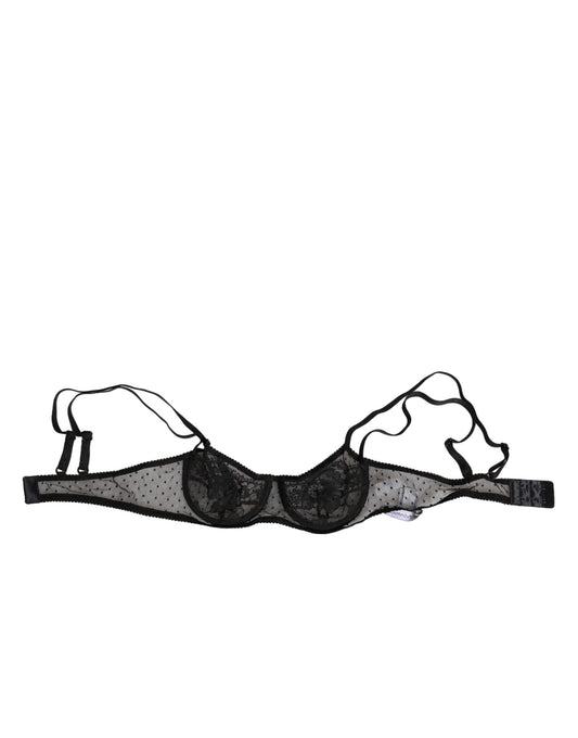 Dolce & Gabbana Black Floral Underwired Balconette Bra Underwear Dolce & Gabbana