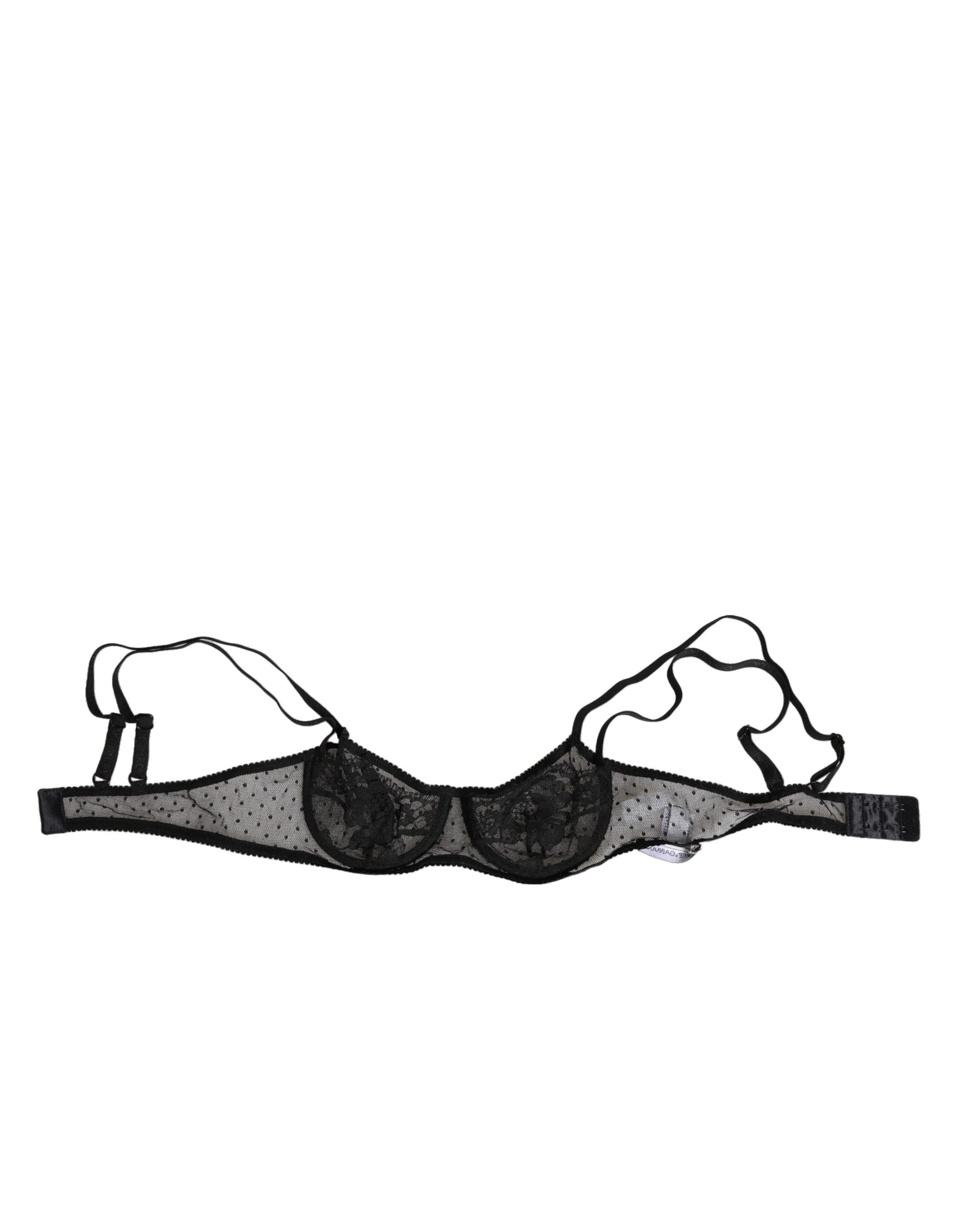 Dolce & Gabbana Black Floral Underwired Balconette Bra Underwear Dolce & Gabbana