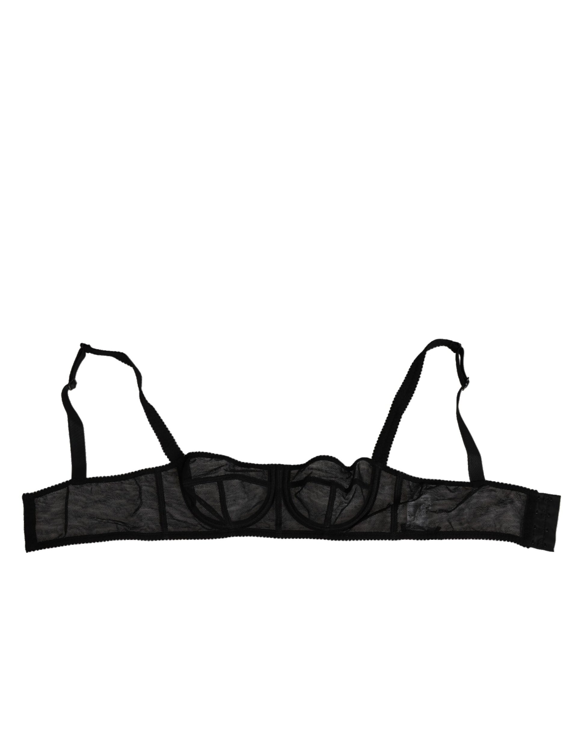 Dolce & Gabbana Black Floral Underwired Balconette Bra Underwear Dolce & Gabbana