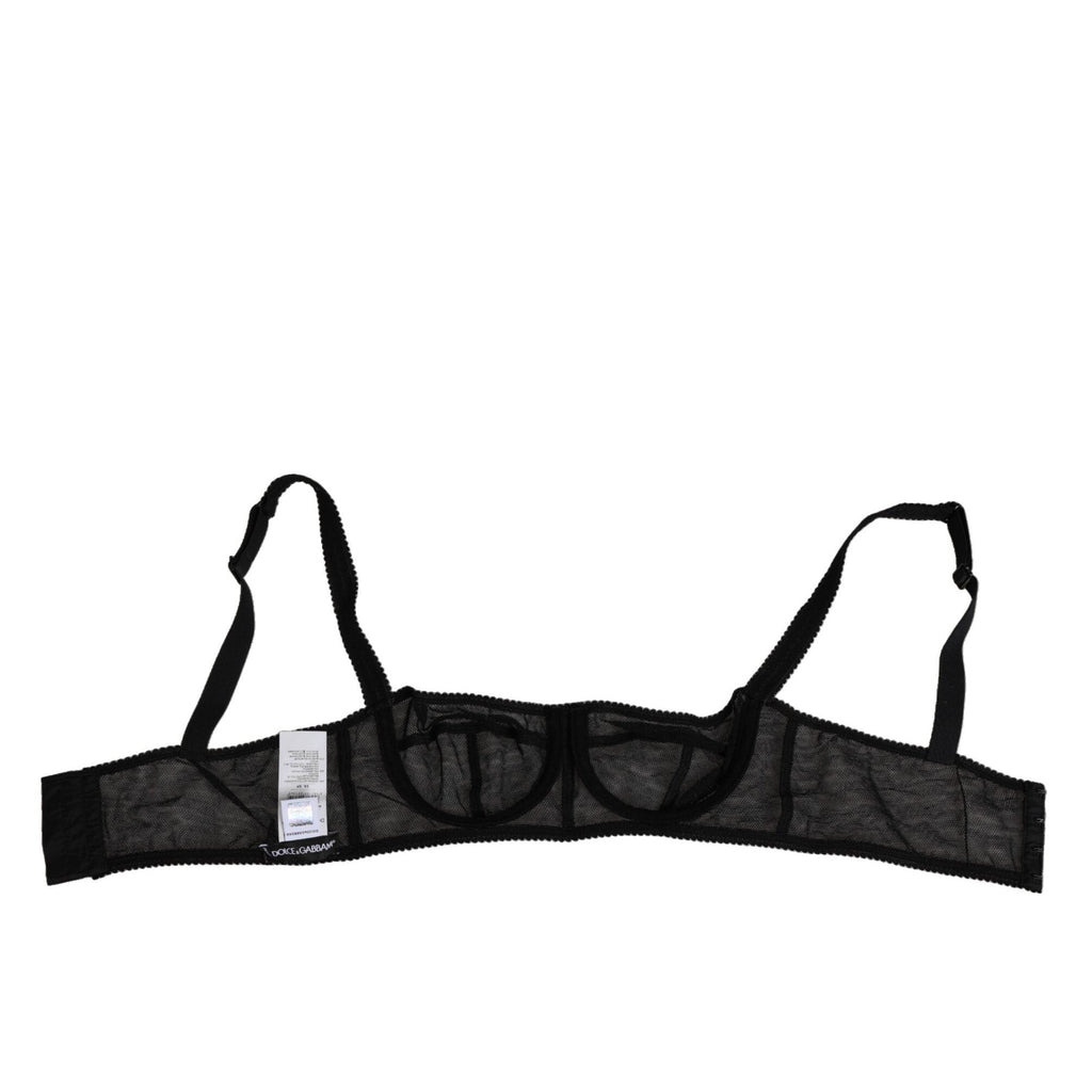 Dolce & Gabbana Black Floral Underwired Balconette Bra Underwear