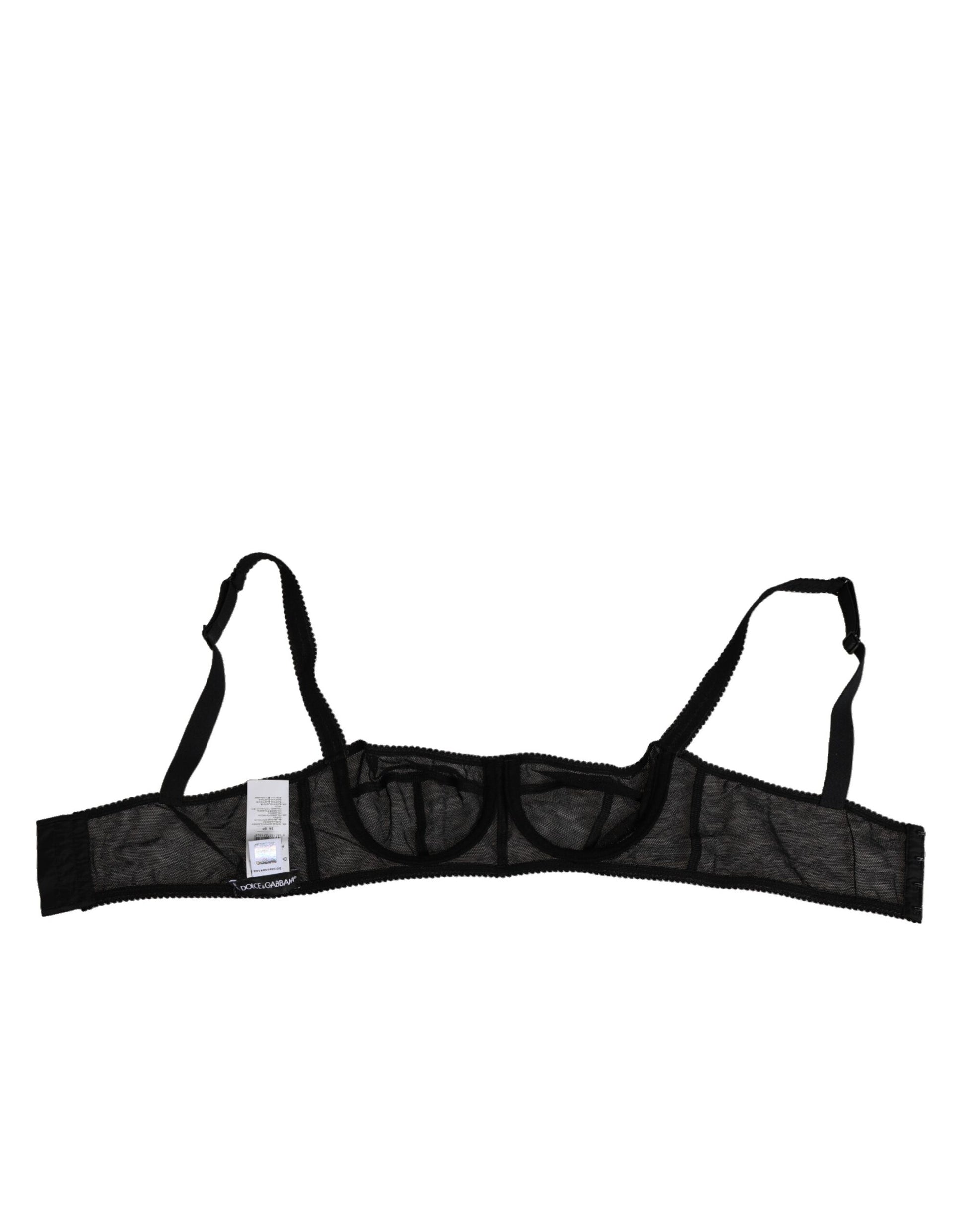 Dolce & Gabbana Black Floral Underwired Balconette Bra Underwear Dolce & Gabbana