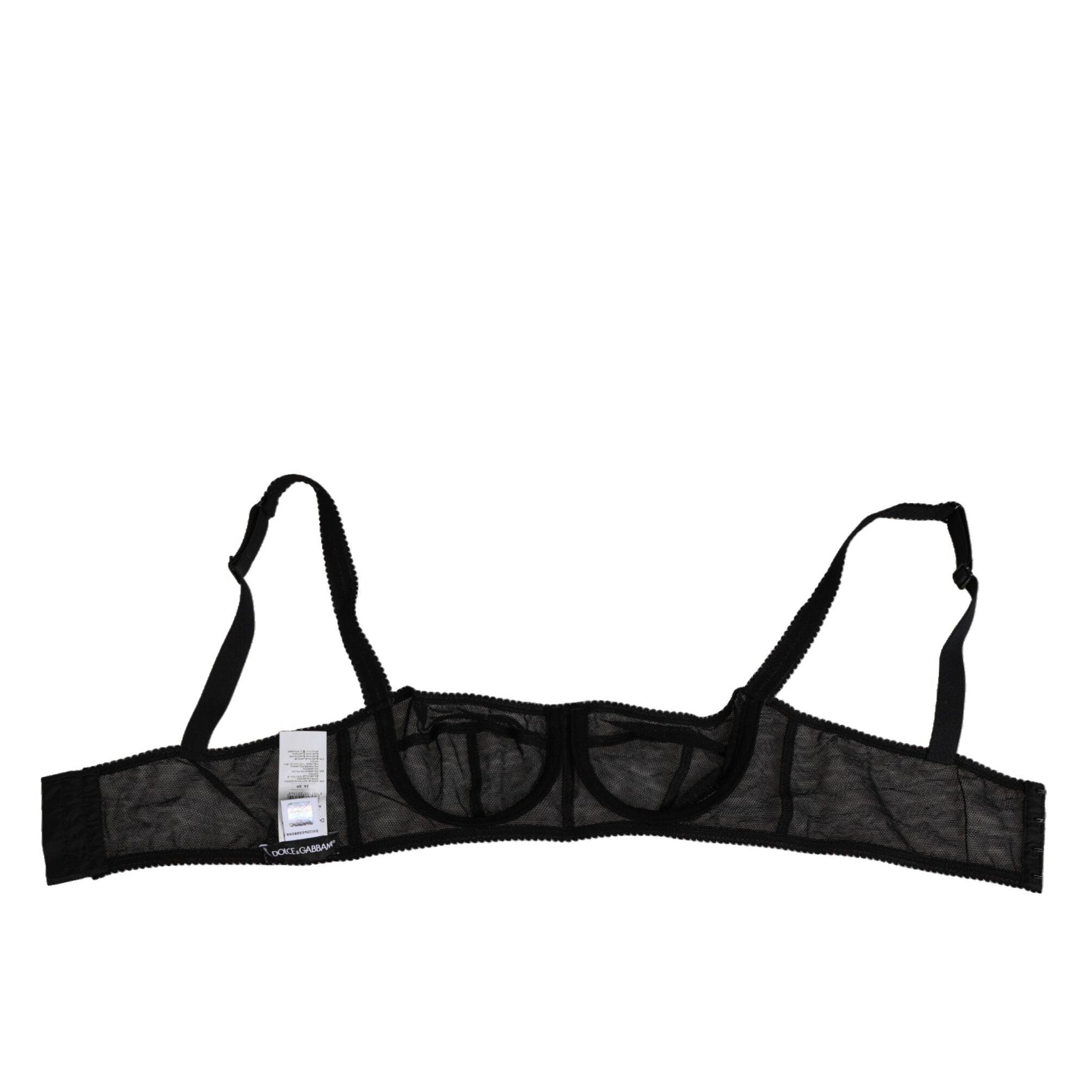 Dolce & Gabbana Black Floral Underwired Balconette Bra Underwear