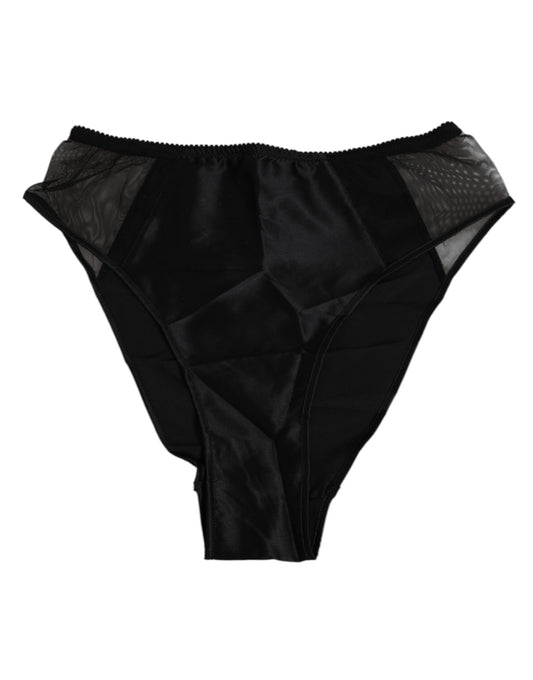 Dolce & Gabbana Black Silk Stretch High Waist Panty Underwear Dolce & Gabbana
