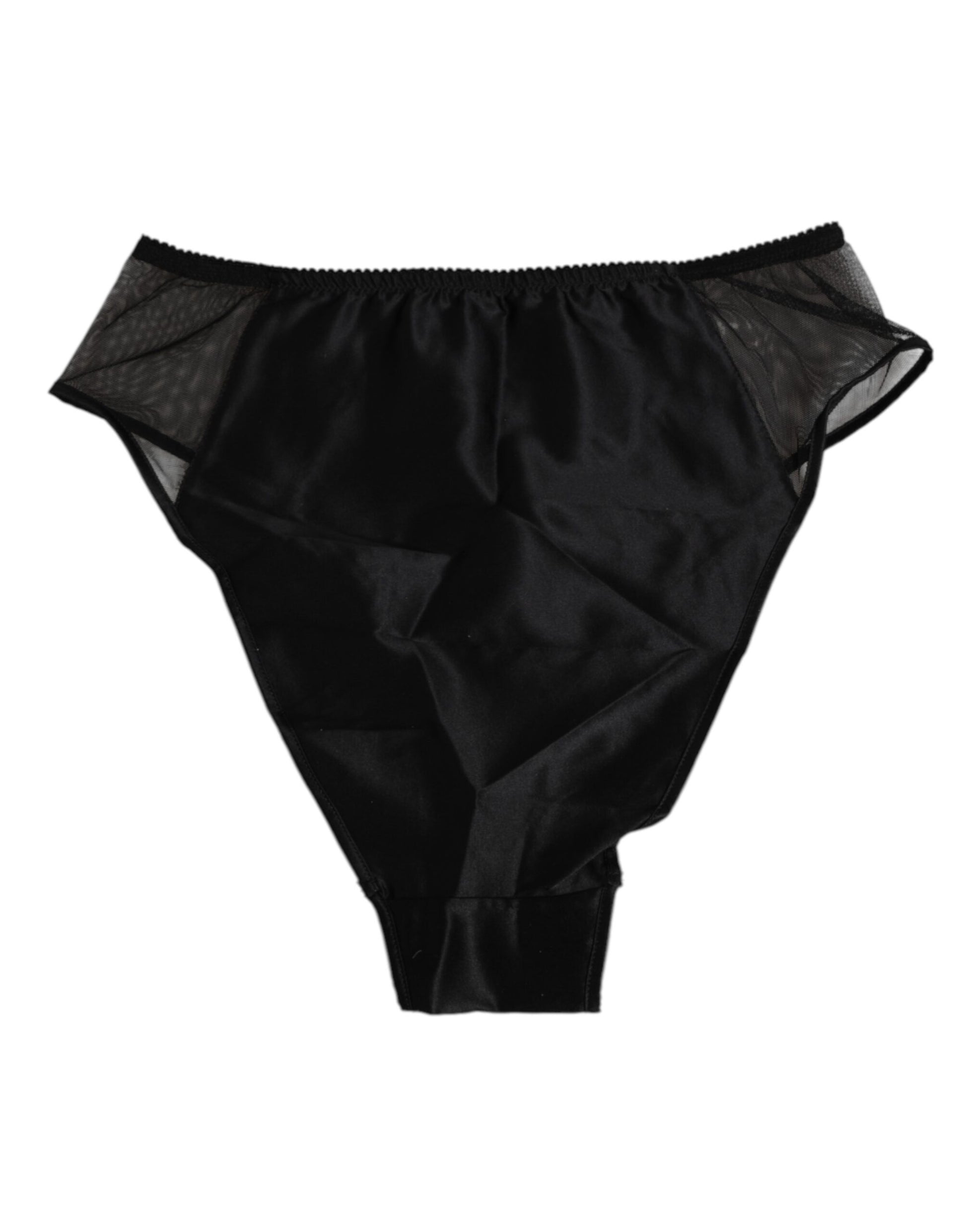 Dolce & Gabbana Black Silk Stretch High Waist Panty Underwear Dolce & Gabbana