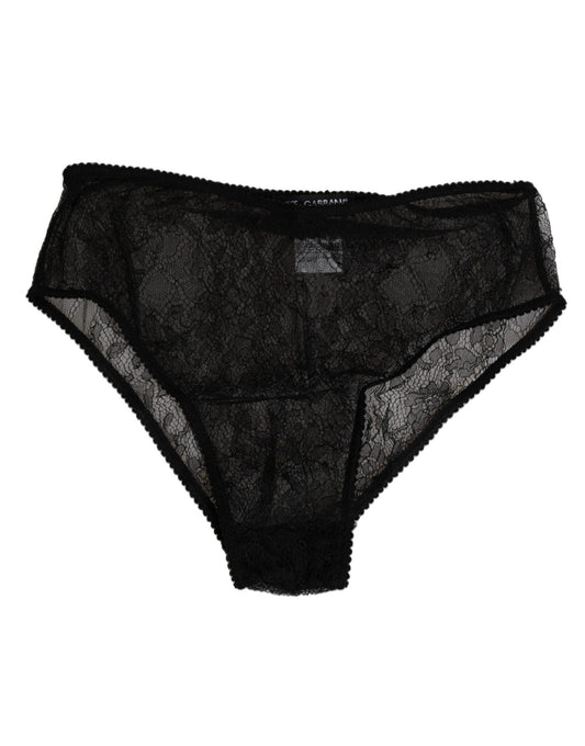 Dolce & Gabbana Black Nylon Stretch High Waist Panty Underwear Dolce & Gabbana