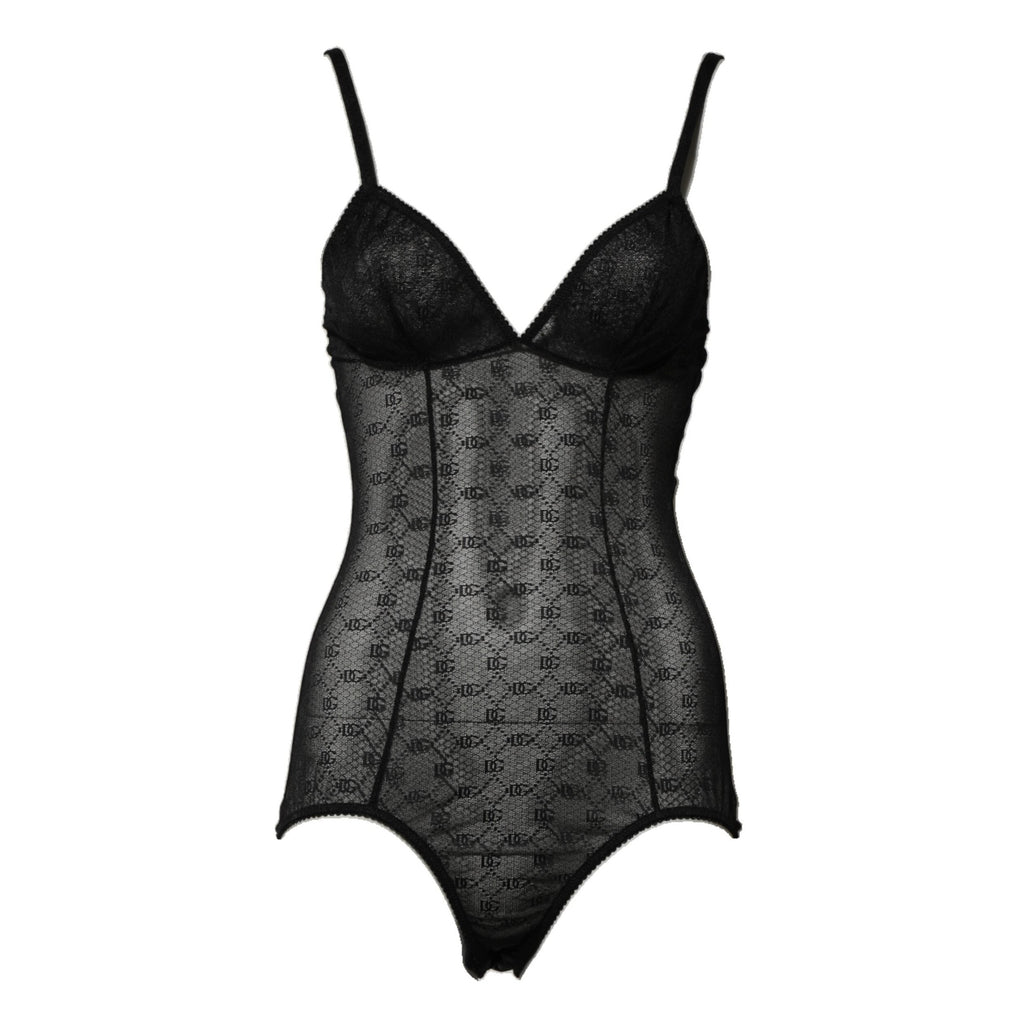 Dolce & Gabbana Black Nylon Stretch Bodysuit Lingerie Underwear