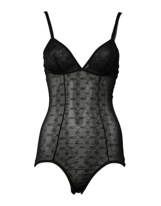 Dolce & Gabbana Black Nylon Stretch Bodysuit Lingerie Underwear Dolce & Gabbana