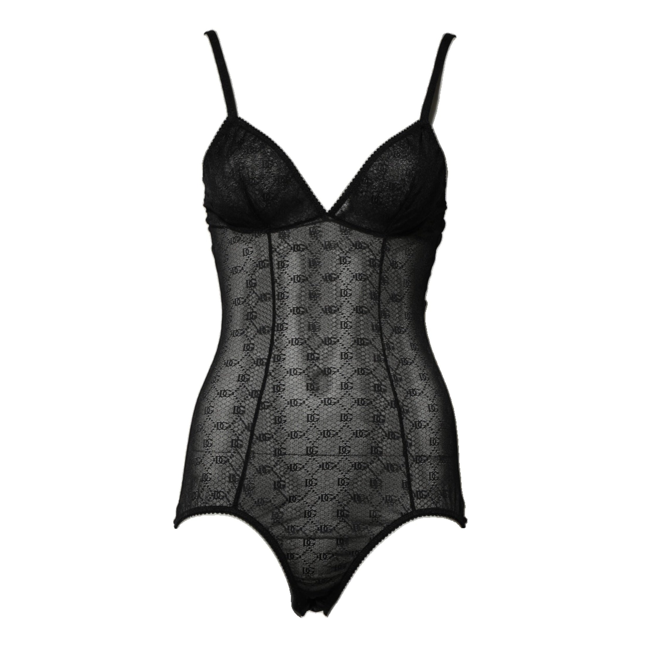 Dolce & Gabbana Black Nylon Stretch Bodysuit Lingerie Underwear