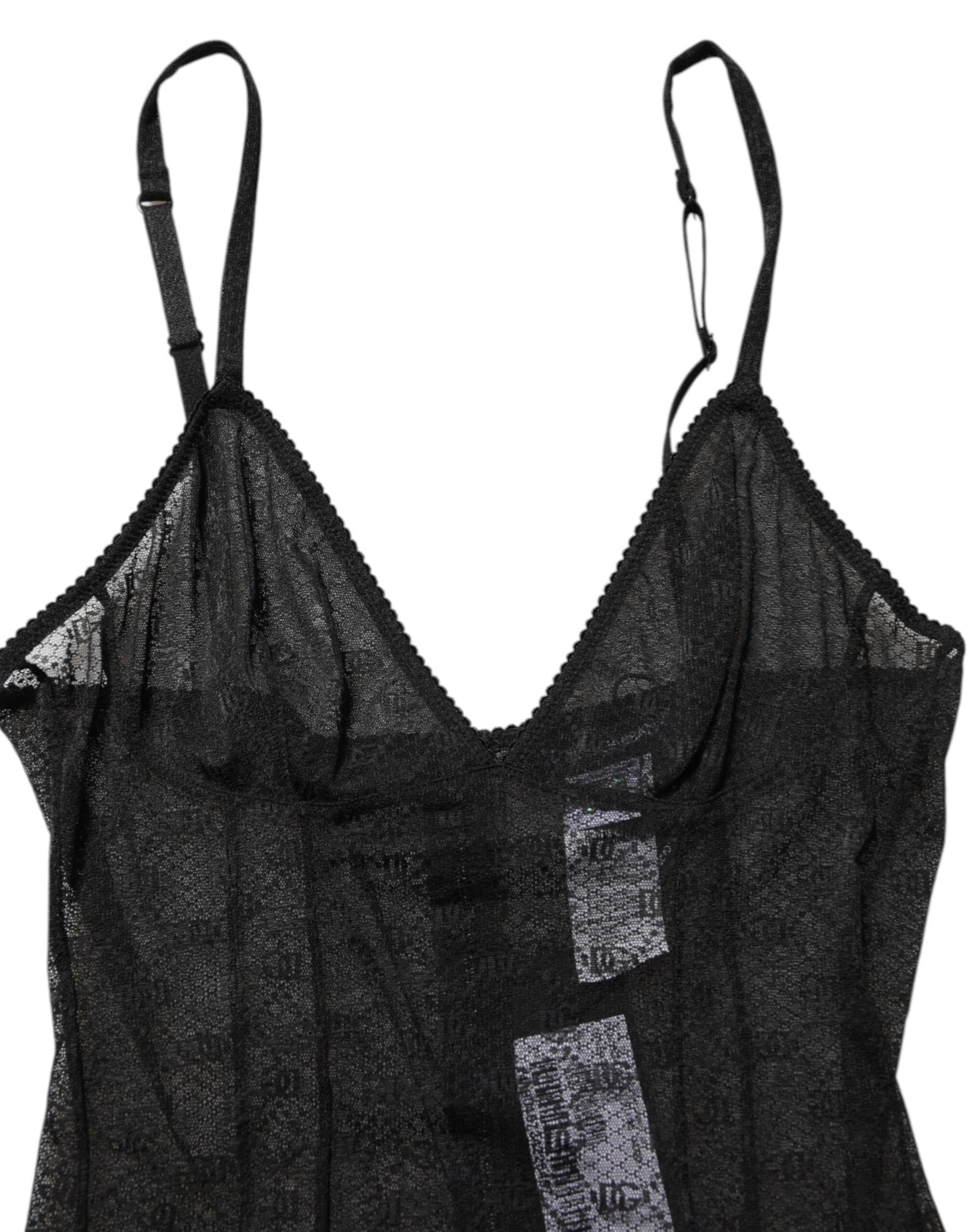 Dolce & Gabbana Black Nylon Stretch Bodysuit Lingerie Underwear Dolce & Gabbana