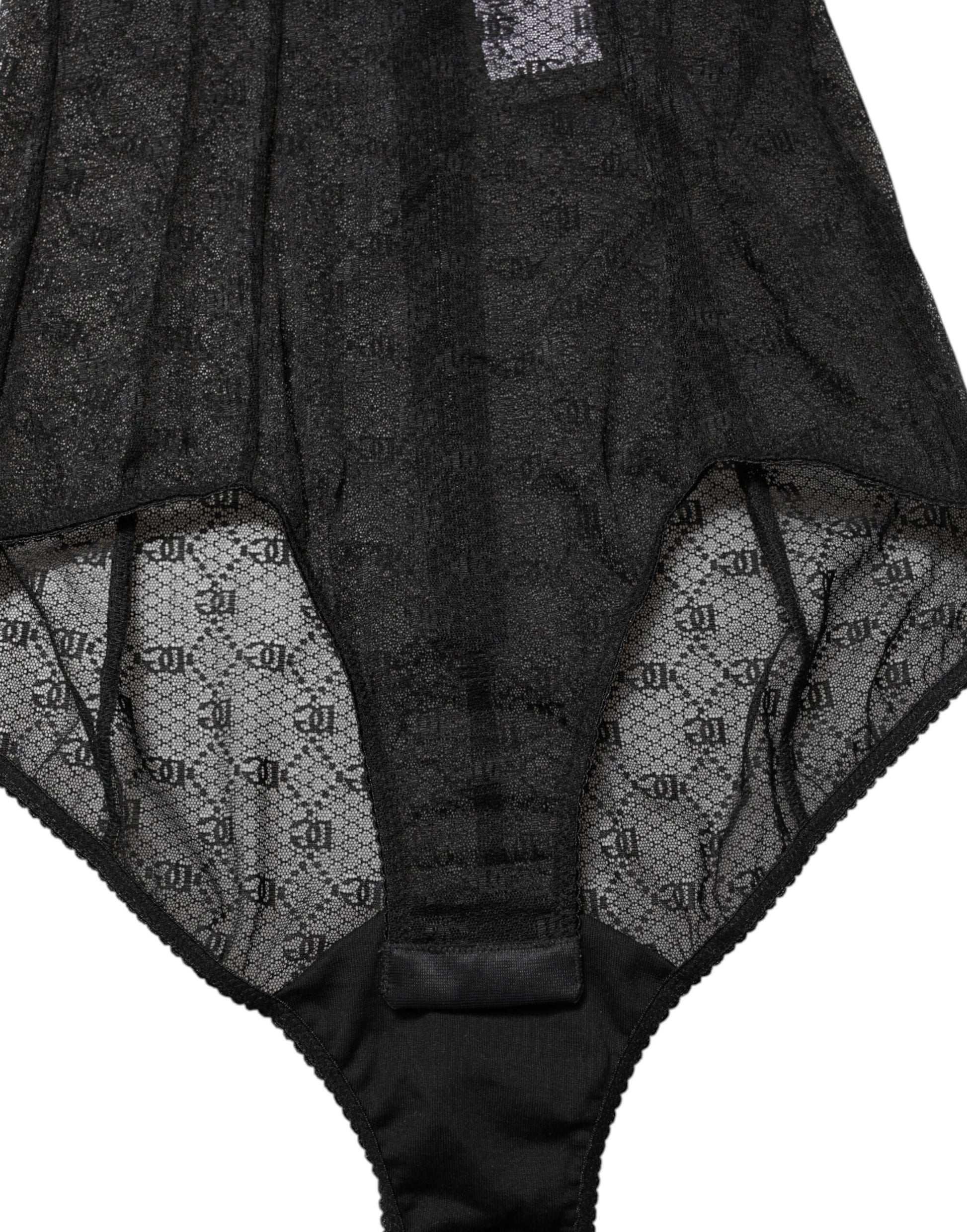 Dolce & Gabbana Black Nylon Stretch Bodysuit Lingerie Underwear Dolce & Gabbana