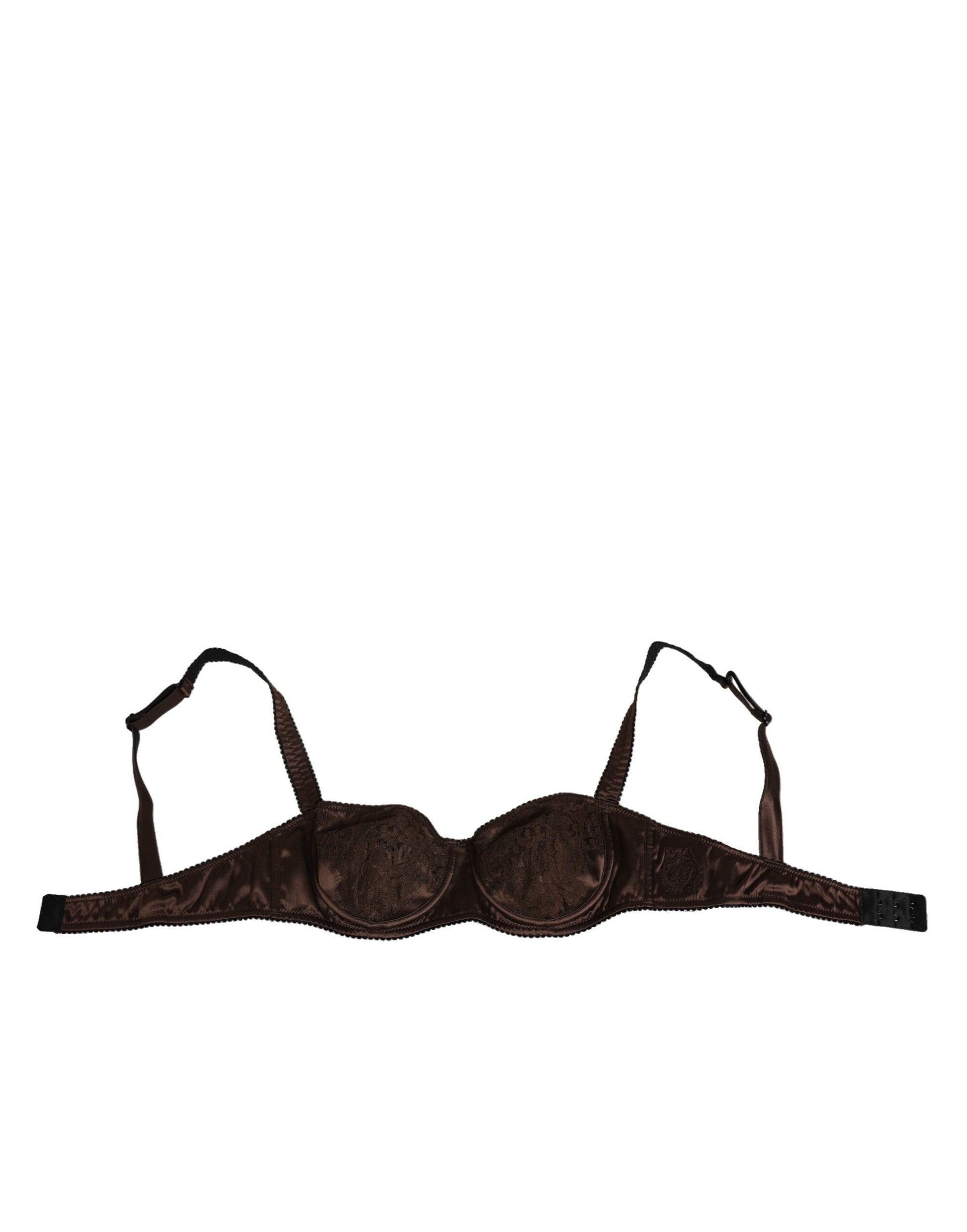 Dolce & Gabbana Brown Silk Underwired Balconette Bra Underwear Dolce & Gabbana