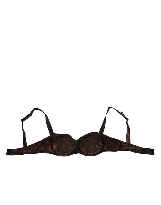 Dolce & Gabbana Brown Silk Underwired Balconette Bra Underwear Dolce & Gabbana