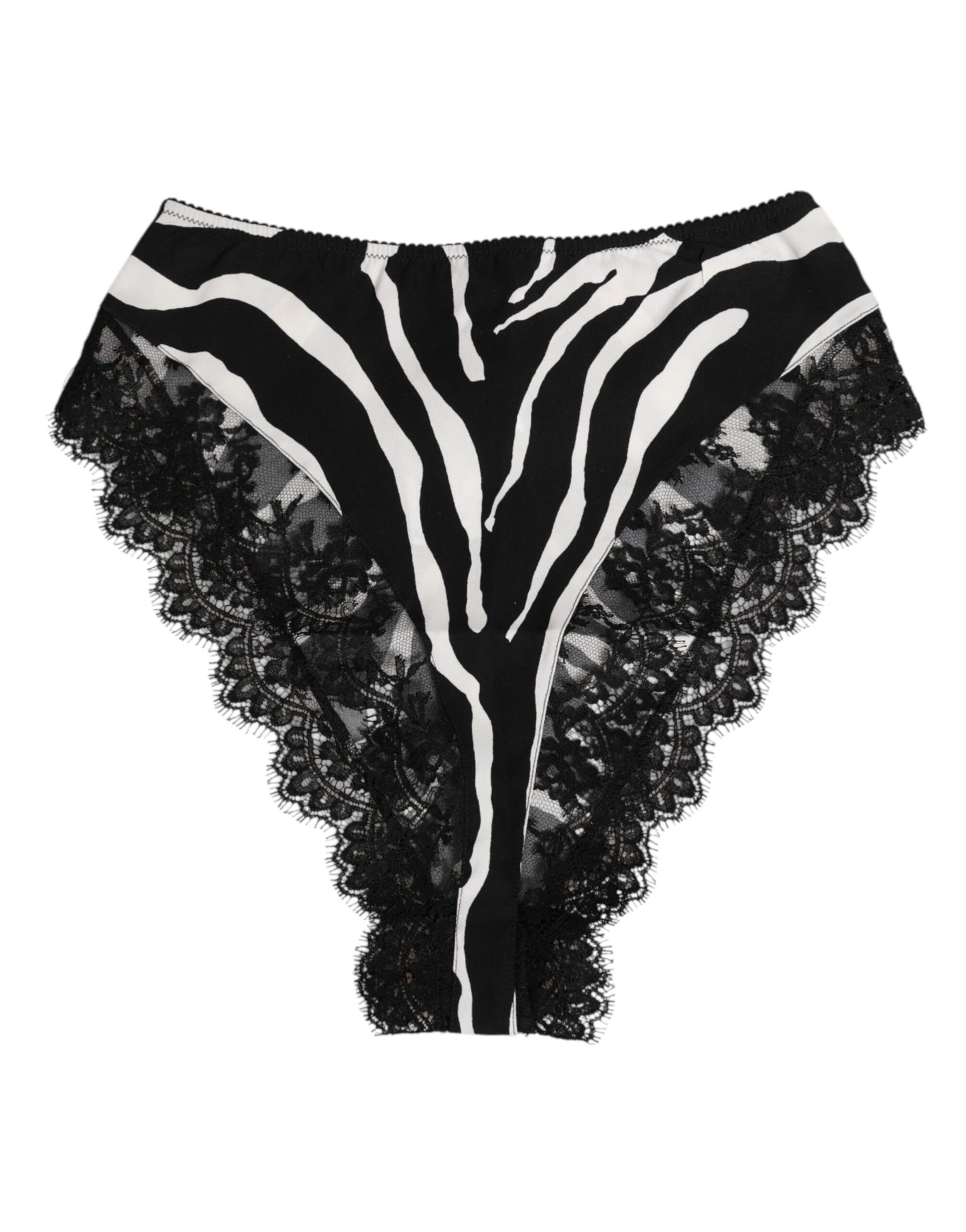 Dolce & Gabbana Black Silk Zebra Print Lace High Waist Underwear Dolce & Gabbana