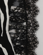 Dolce & Gabbana Black Silk Zebra Print Lace High Waist Underwear