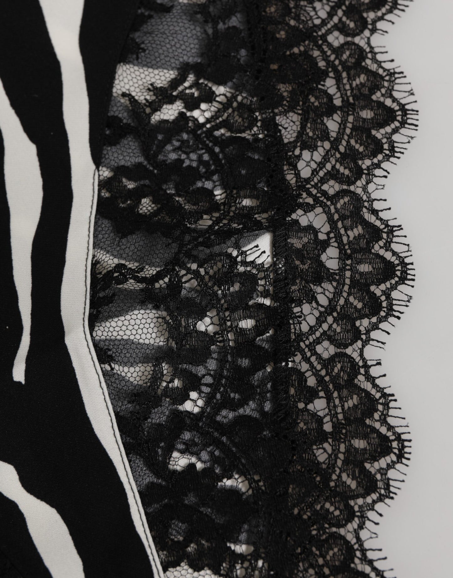 Dolce & Gabbana Black Silk Zebra Print Lace High Waist Underwear Dolce & Gabbana