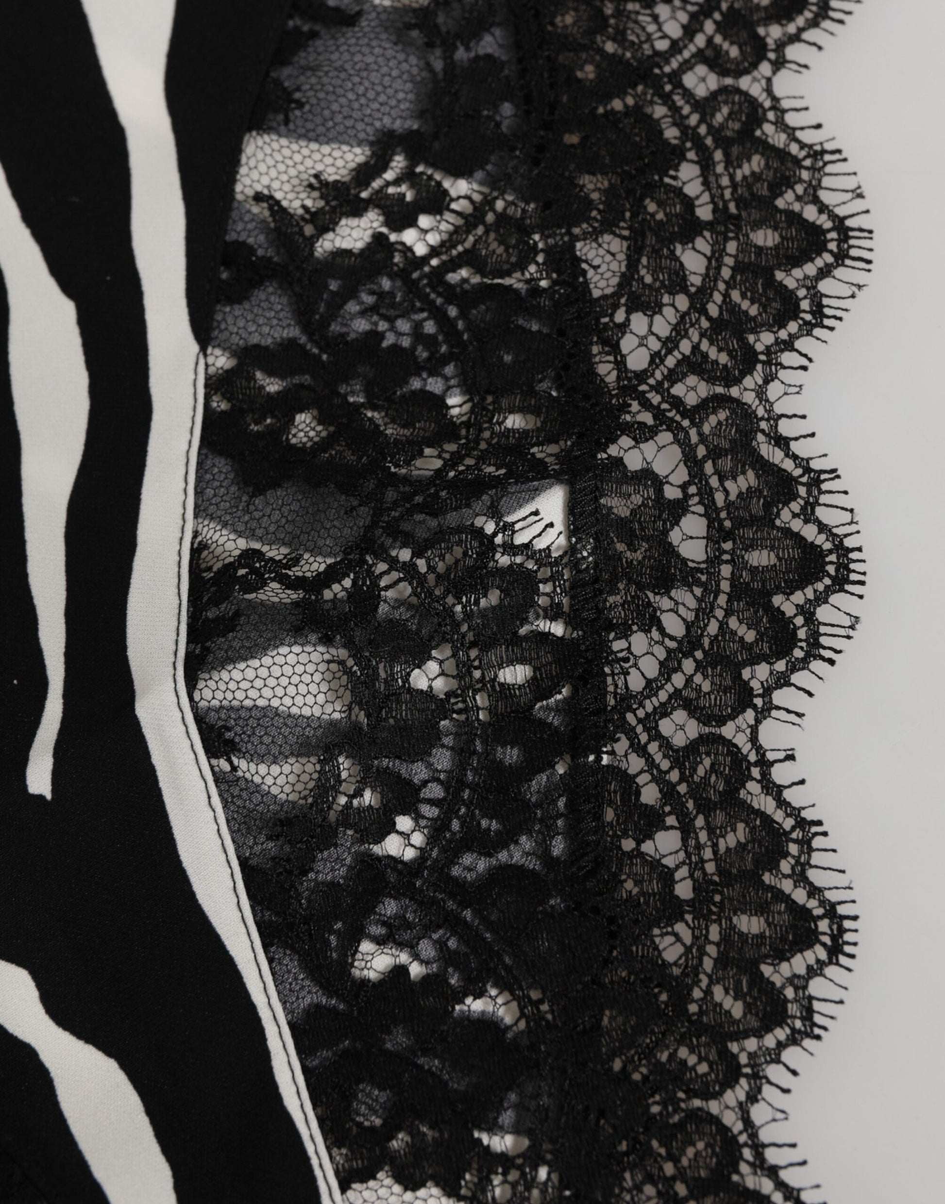 Dolce & Gabbana Black Silk Zebra Print Lace High Waist Underwear Dolce & Gabbana