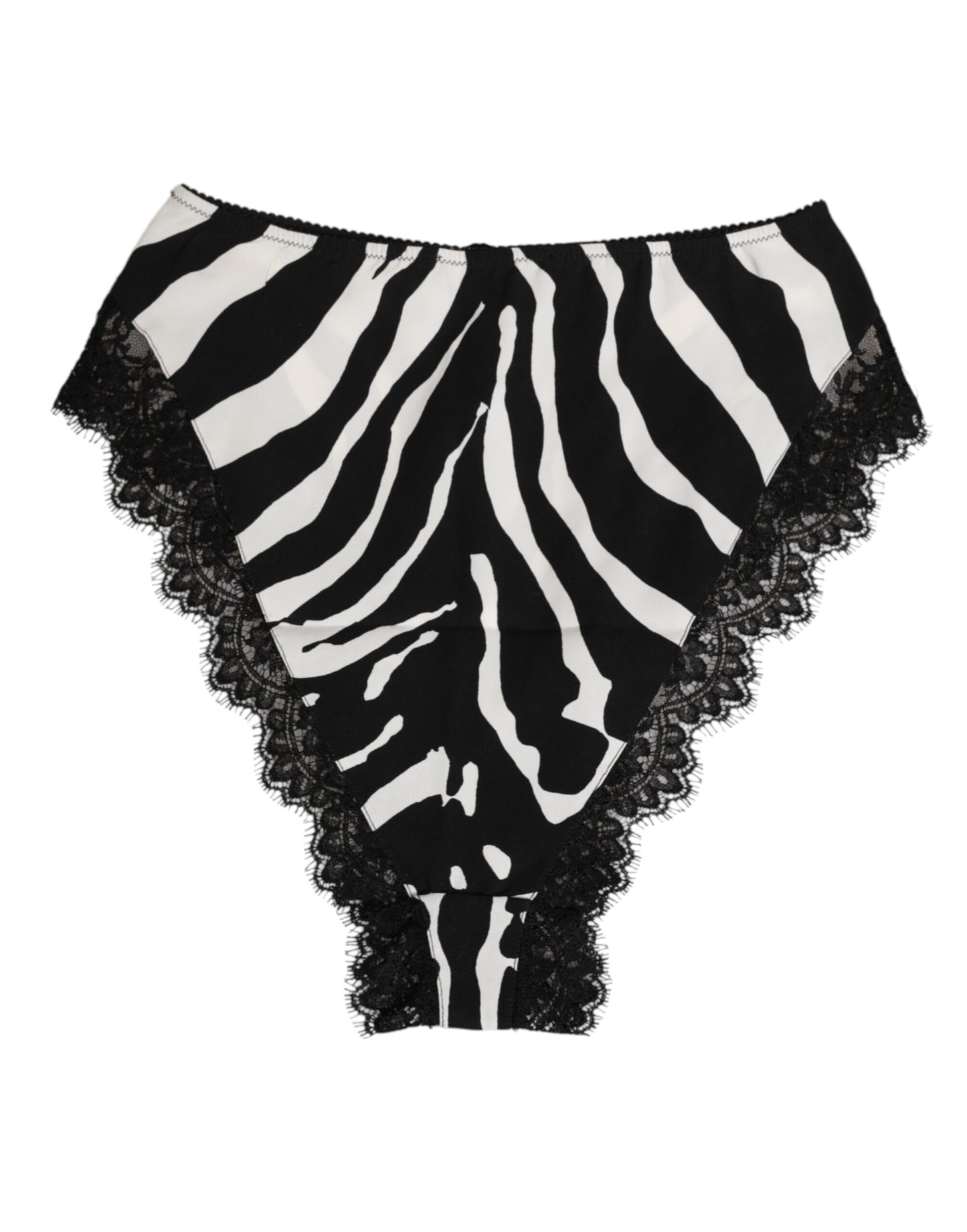 Dolce & Gabbana Black Silk Zebra Print Lace High Waist Underwear Dolce & Gabbana