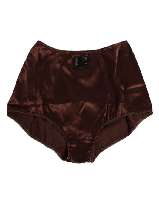Dolce & Gabbana Brown Silk Stretch High Waist Girdle Underwear Dolce & Gabbana