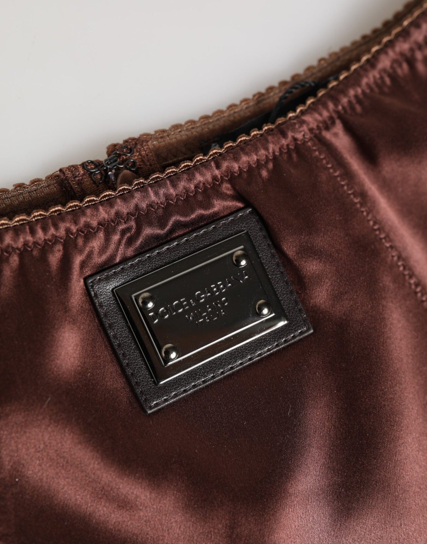 Dolce & Gabbana Brown Silk Stretch High Waist Girdle Underwear Dolce & Gabbana