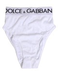 Dolce & Gabbana White Cotton Stretch High Waist Panty Underwear - Eljoys Fashion 