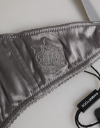 Dolce & Gabbana Gray Silk Underwired Balconette Bra Underwear