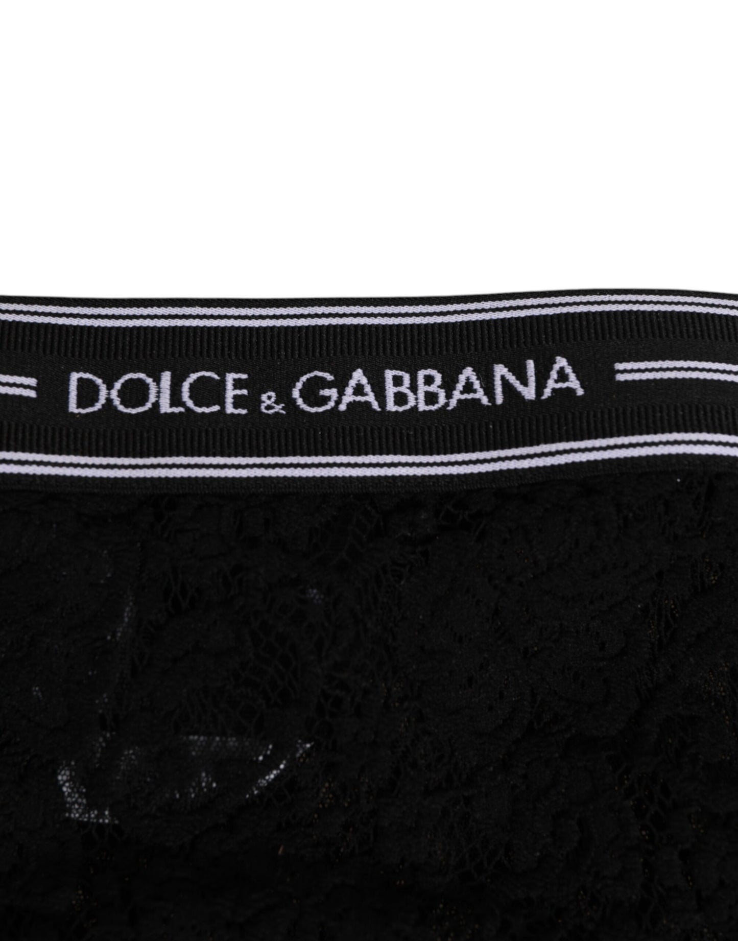 Dolce & Gabbana Black Lace Slip Brief Logo Waistband Underwear Dolce & Gabbana