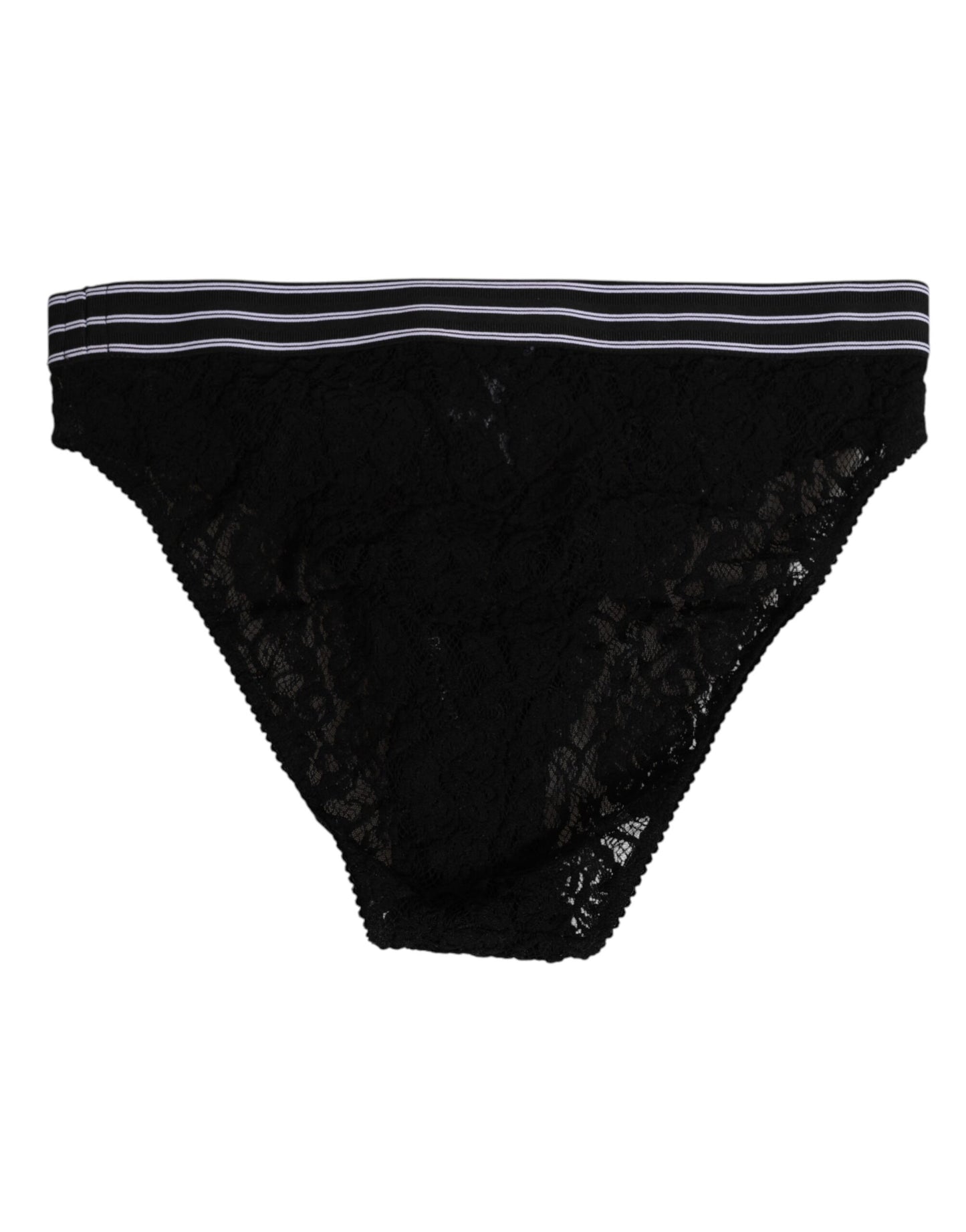 Dolce & Gabbana Black Lace Slip Brief Logo Waistband Underwear Dolce & Gabbana