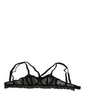 Dolce & Gabbana Black Floral Lace Nylon Balconcino Bra Underwear - Eljoys Fashion 