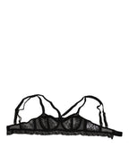Dolce & Gabbana Black Floral Lace Nylon Balconcino Bra Underwear - Eljoys Fashion 