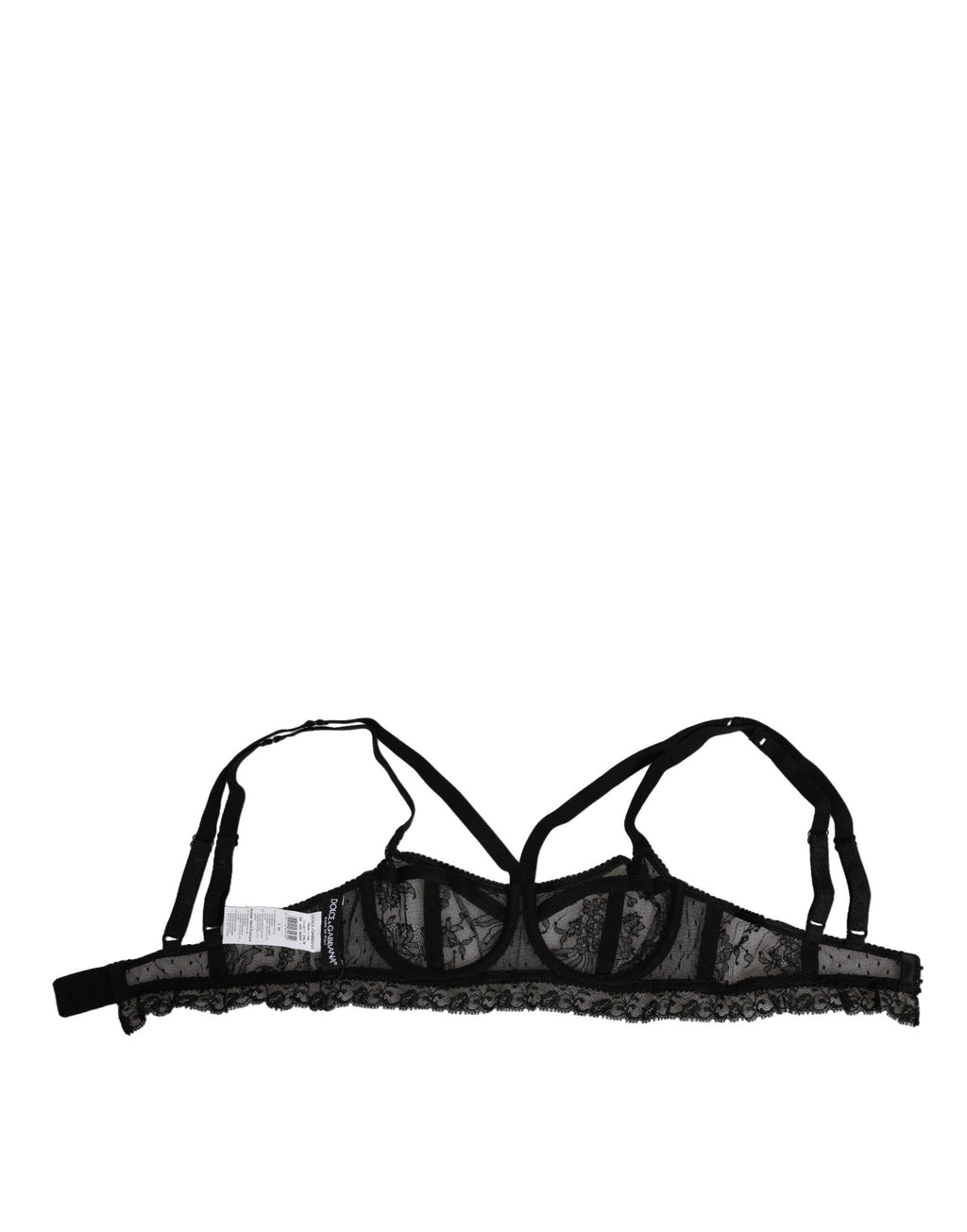 Dolce & Gabbana Black Floral Lace Nylon Balconcino Bra Underwear - Eljoys Fashion 