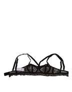 Dolce & Gabbana Black Floral Lace Nylon Balconcino Bra Underwear - Eljoys Fashion 