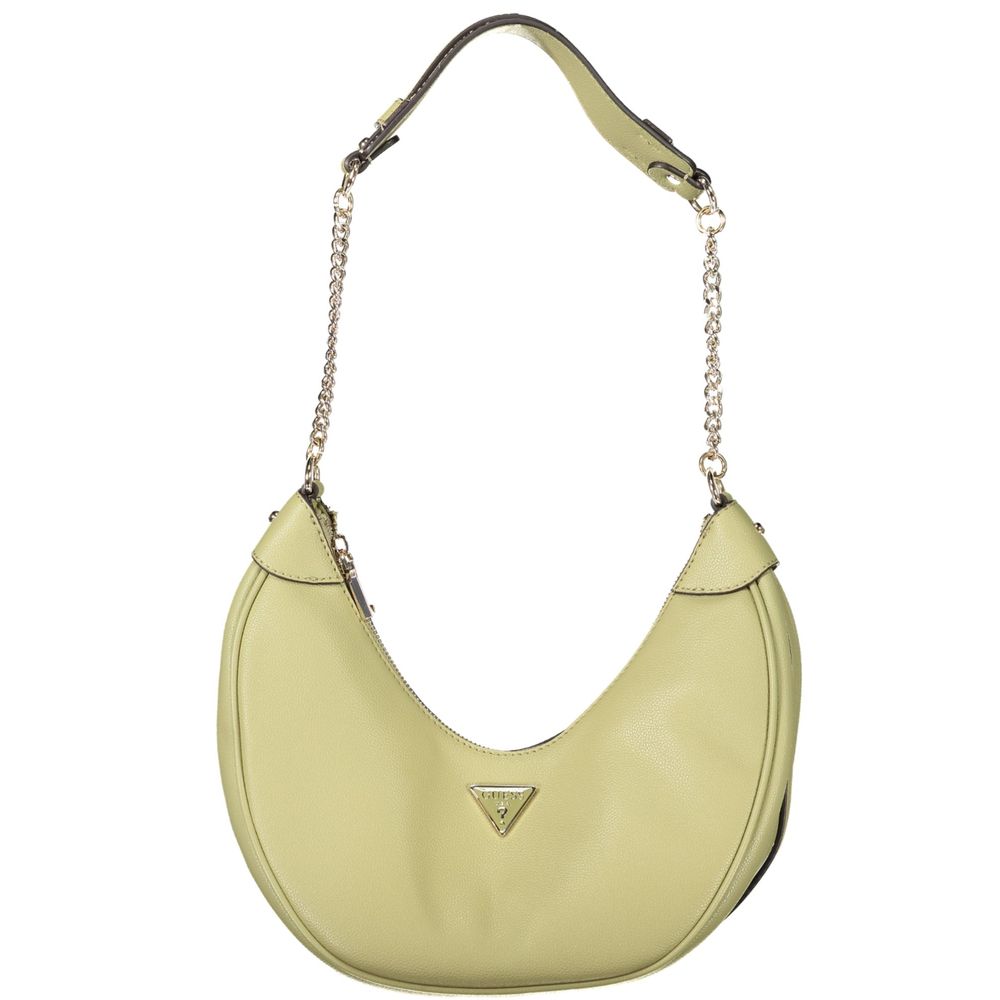 Guess Jeans Verde polyurethane women's handbag with sleek design and top handle, featuring a modern, stylish look.