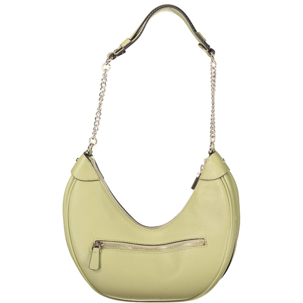 Guess Jeans women's green polyurethane handbag with sleek design and top handle, perfect for casual or stylish outings.