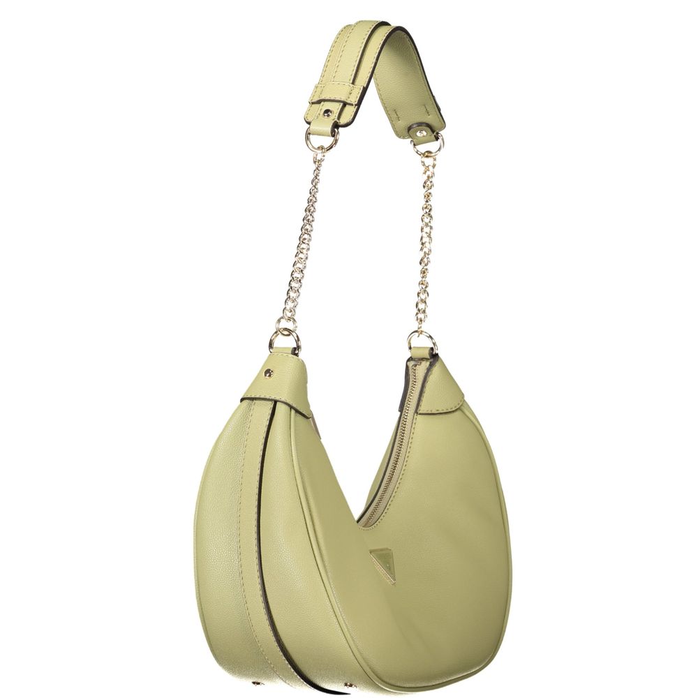 Guess Jeans Verde polyurethane women's handbag with sleek design and top handle, shown in the image.