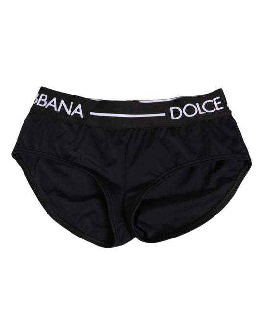 Dolce & Gabbana Black Nylon Logo Waistband Shorts Underwear Dolce & Gabbana