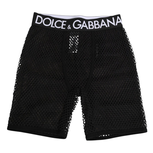 Dolce & Gabbana Black Cotton Logo Shorts Midi Trouser Underwear Dolce & Gabbana