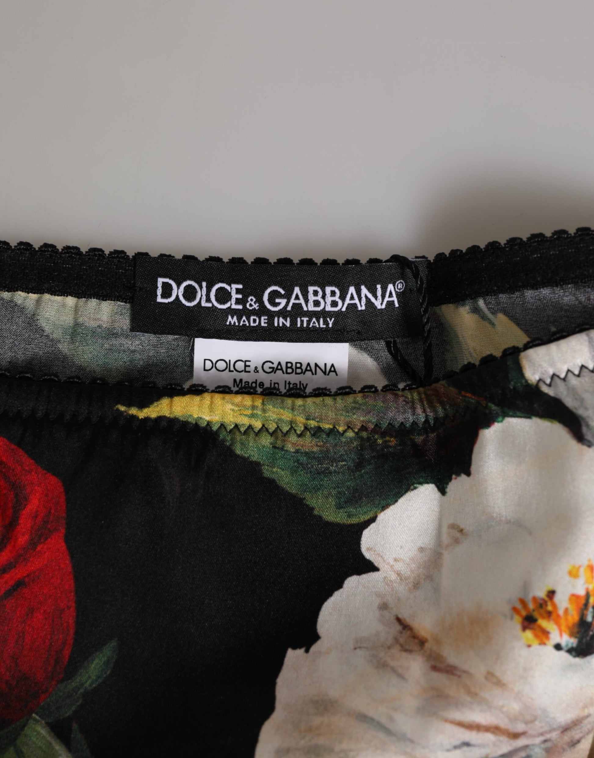 Dolce & Gabbana Black Floral Print Mid Waist Panty Underwear Dolce & Gabbana