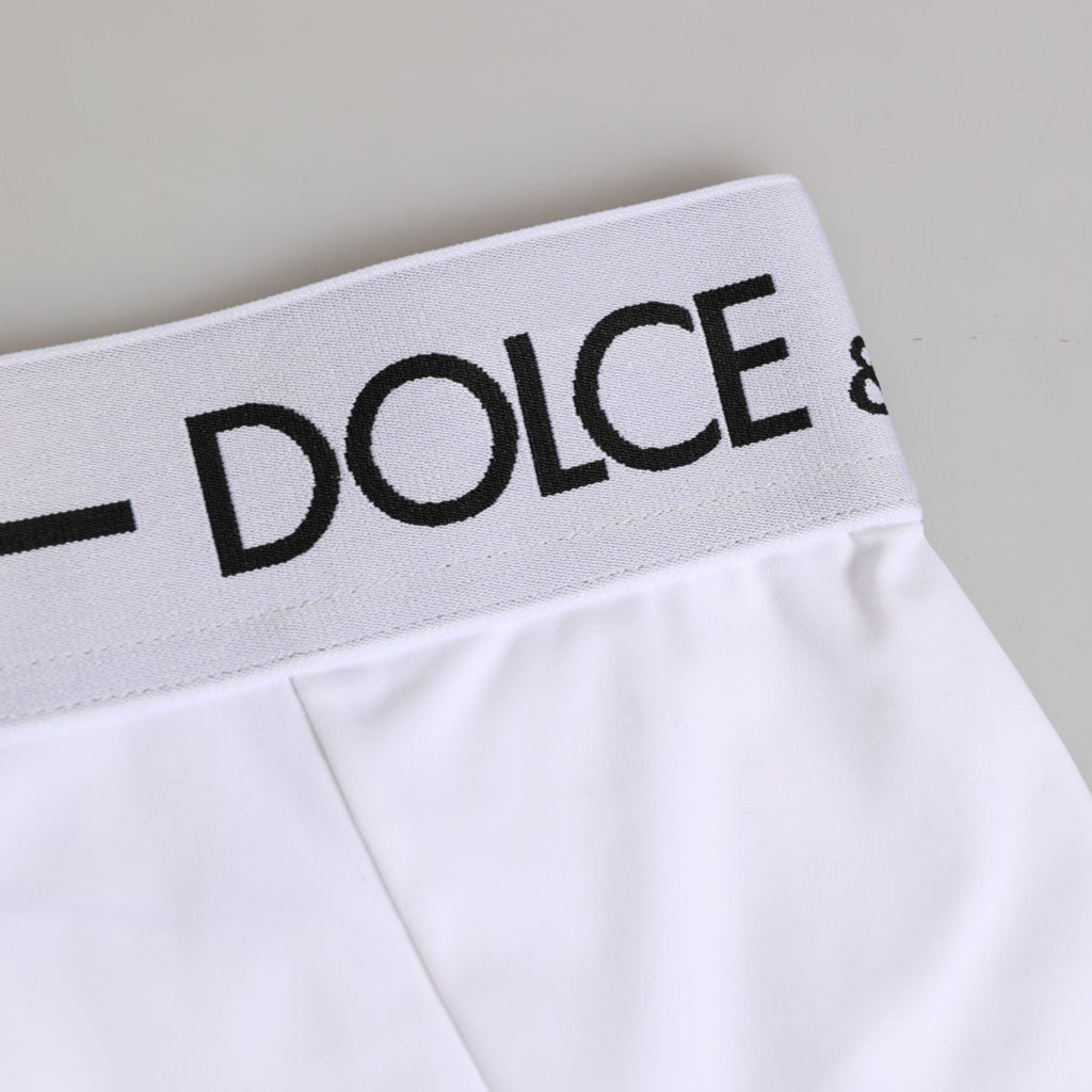 Dolce & Gabbana White Nylon Logo Waistband Coulotte Underwear