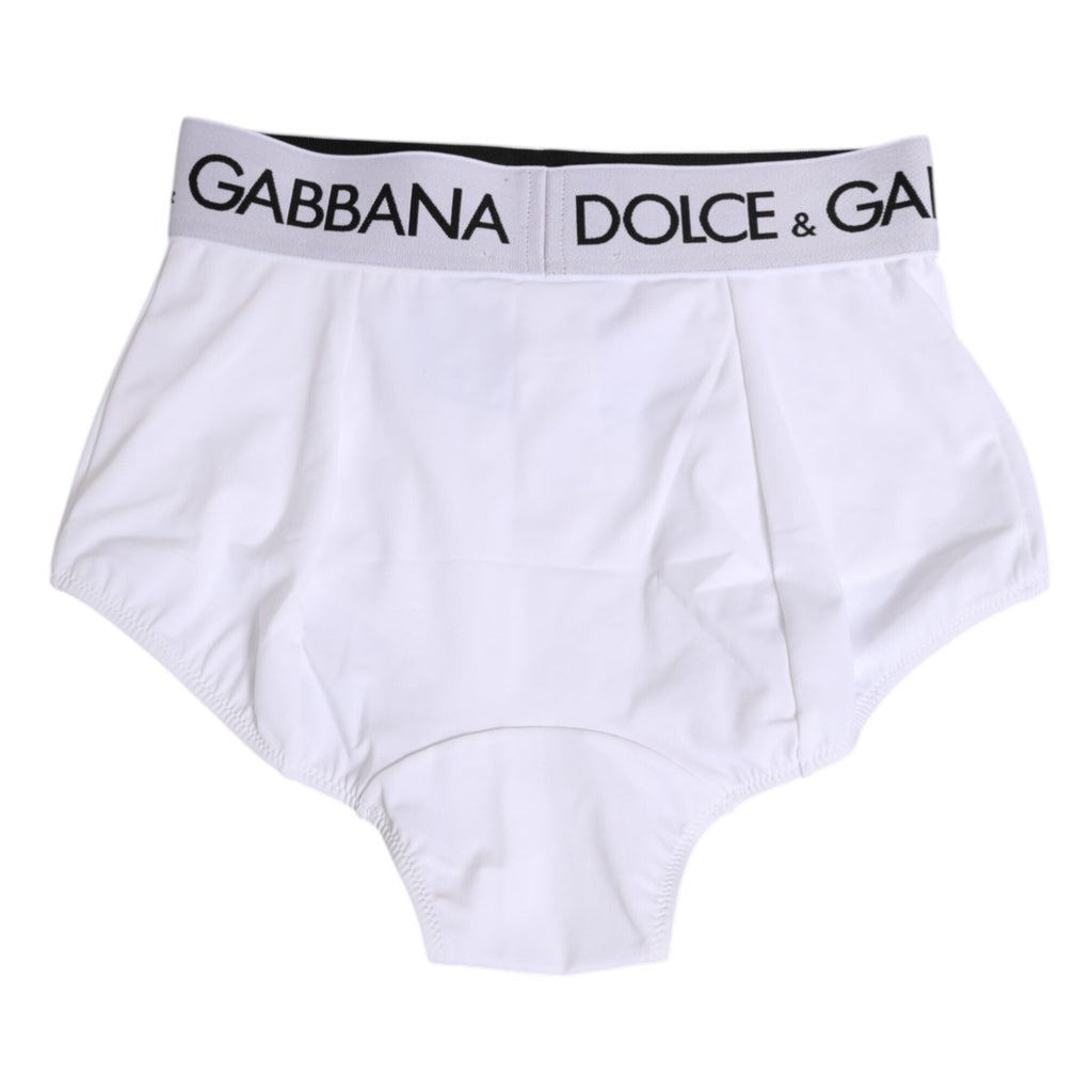 Dolce & Gabbana White Nylon Logo Waistband Coulotte Underwear