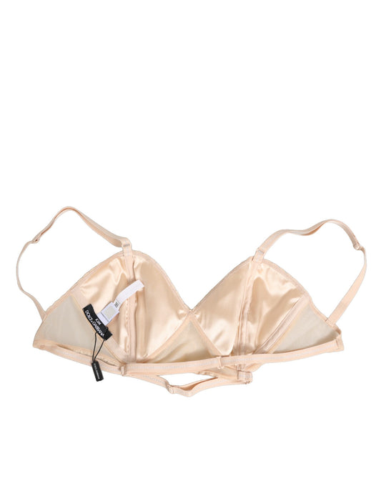 Dolce & Gabbana Beige Nylon Triangle Soft Cup Brassiere Underwear Dolce & Gabbana