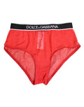 Dolce & Gabbana Red Nylon Logo Waistband Brief Panty Underwear - Eljoys Fashion 