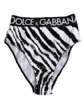 Dolce & Gabbana Black White Stripes High Waist Panty Underwear - Eljoys Fashion 