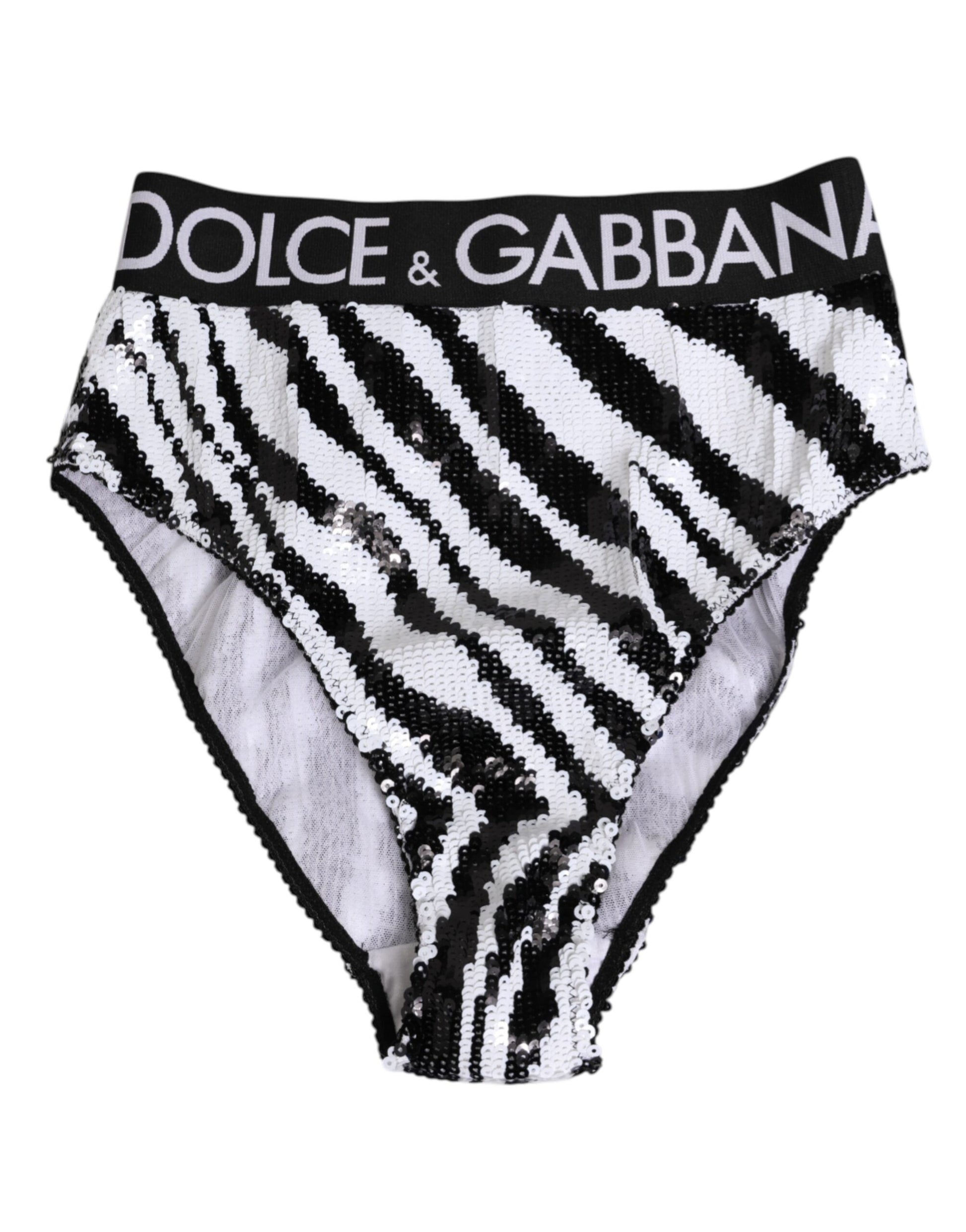 Dolce & Gabbana Black White Stripes High Waist Panty Underwear Dolce & Gabbana